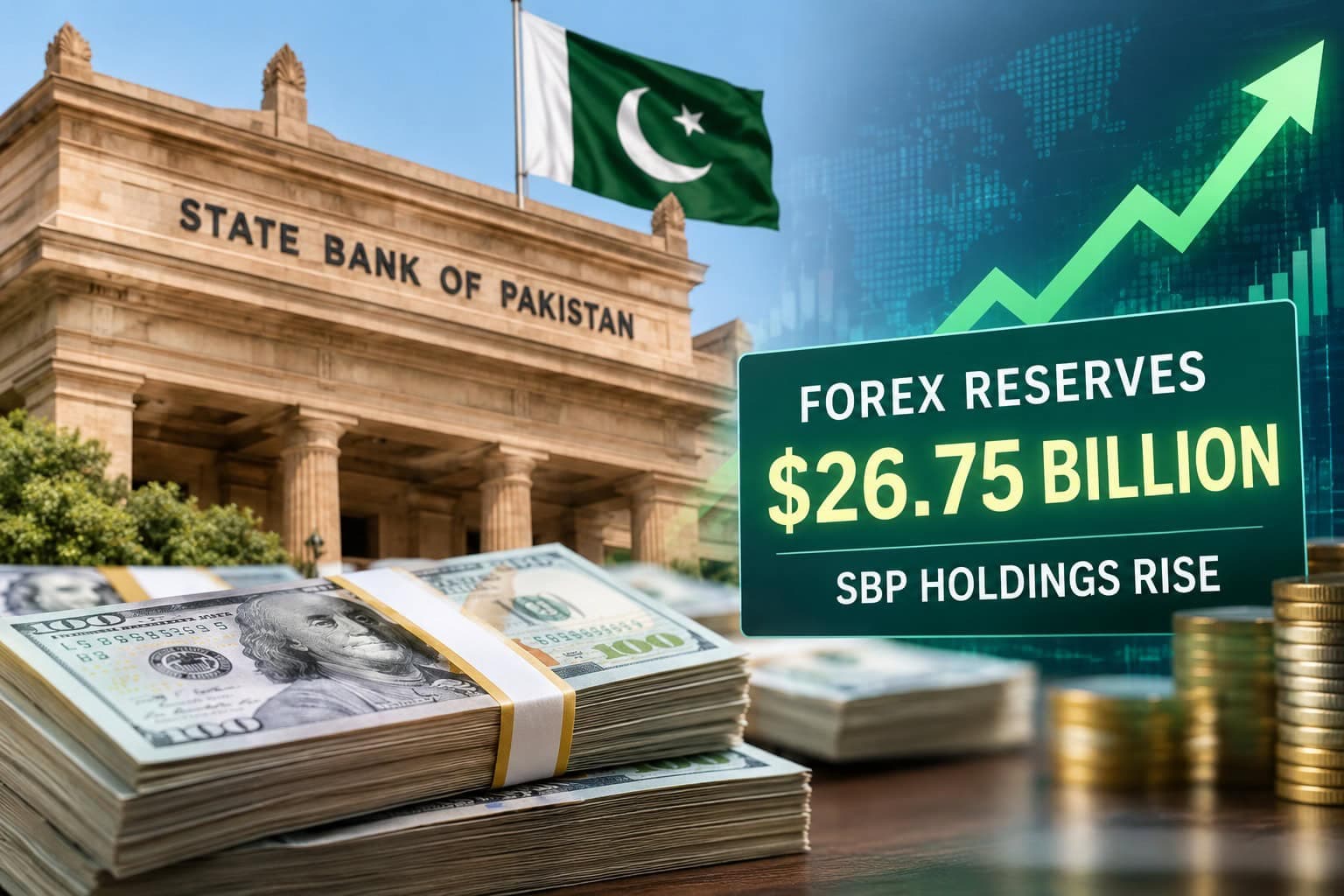 Pakistan's liquid forex reserves reach $26.754 billion as SBP holdings rise